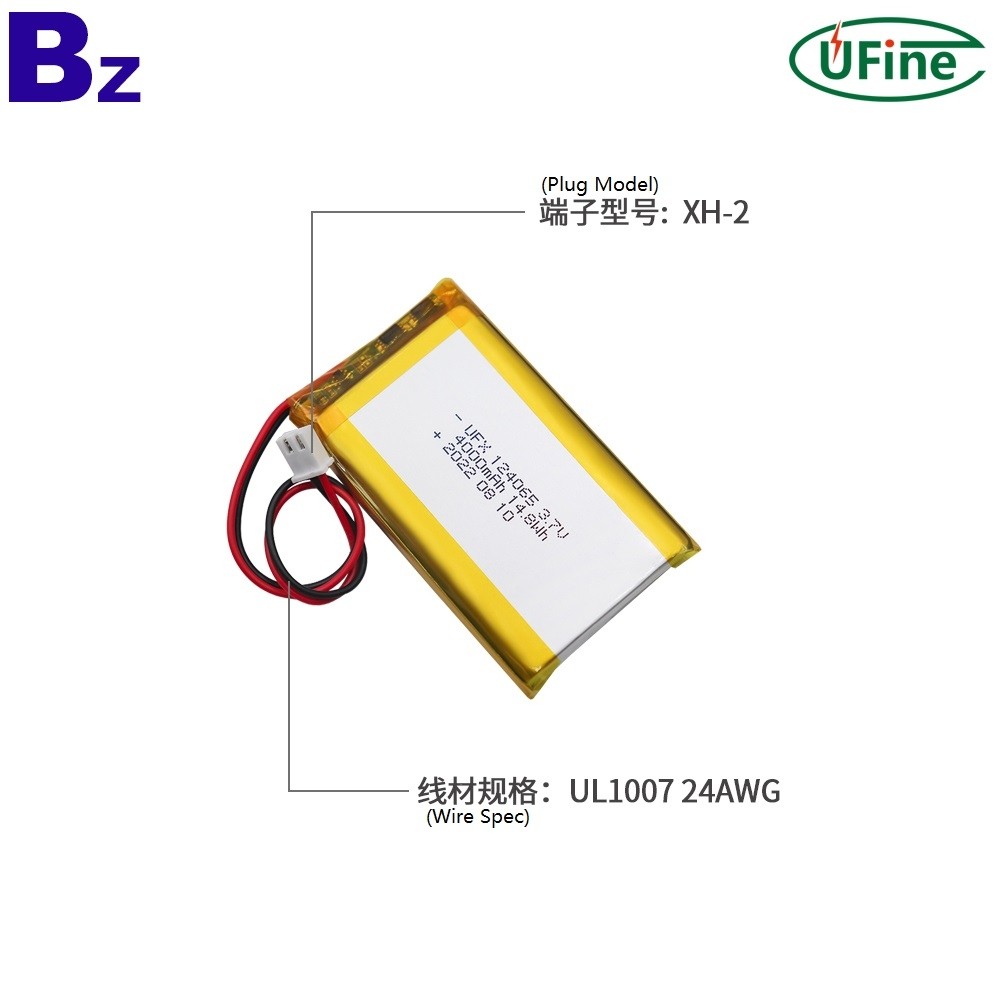 124065 4000mAh 3.7V Li-polymer Battery