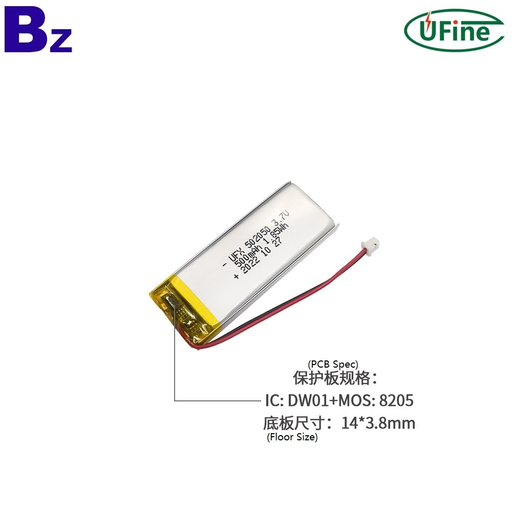 502050 3.7V 500mAh Rechargeable Battery