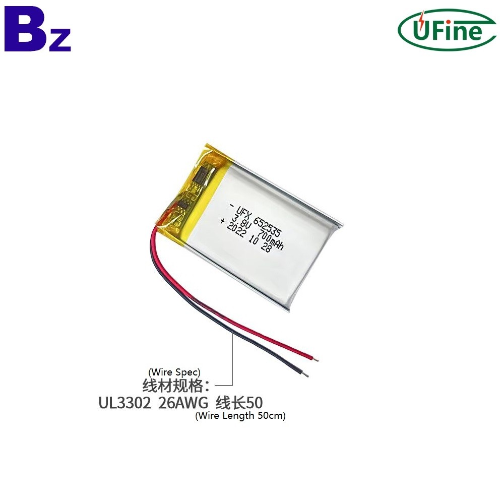 652535 3.8V 700mAh Rechargeable Li-polymer Battery
