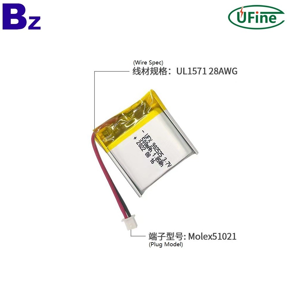 902525 3.7V 500mAh Rechargeable Battery