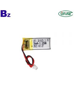 Lithium Cell Factory Supply High Performance Rechargeable Smart Watch Lipo Battery UFX 301025 3.7V 50mAh Li-polymer Battery