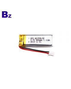Customized High Rate Disposable Electronic Cigarette Lipo Battery UFX 601539 5C 3.7V 300mAh Li-Polymer Battery