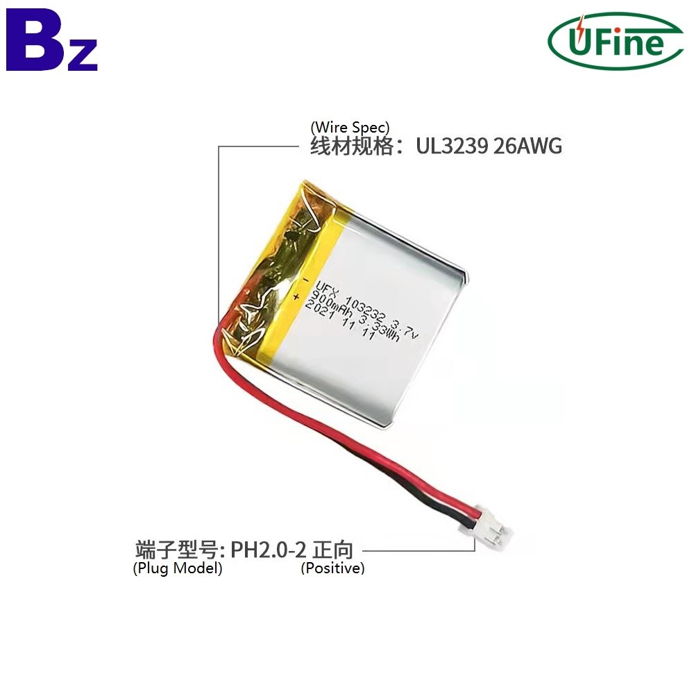 103232 3.7V 900mAh Rechargeable Li-ion Battery