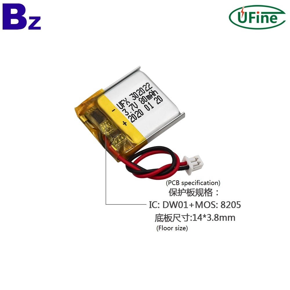 302022 3.7V 80mAh Lithium Polymer Battery