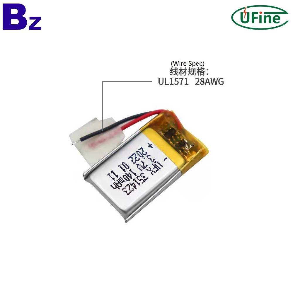351423 3.7V 140mAh Rechargeable Lipo Battery