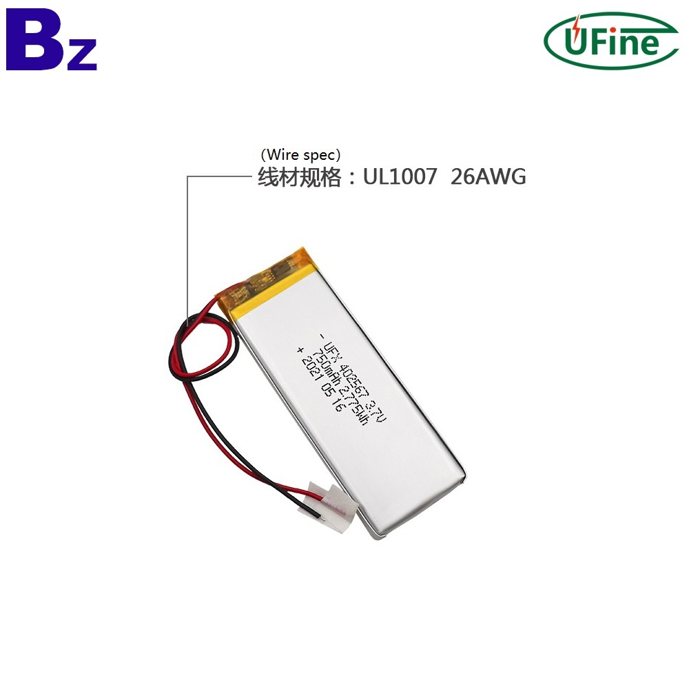 750mAh 3.7V Lithium Polymer Battery With MSDS Certification