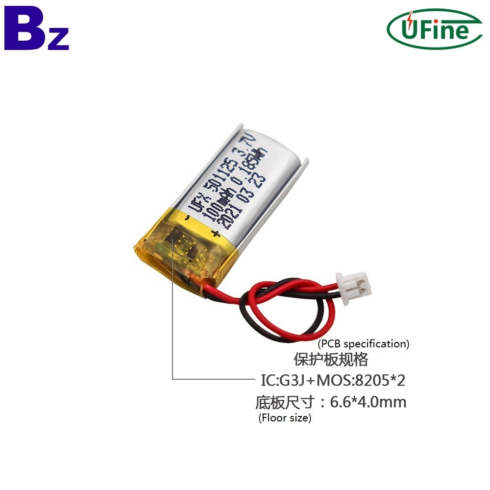 501125 3.7V 100mAh Lithium Polymer Battery
