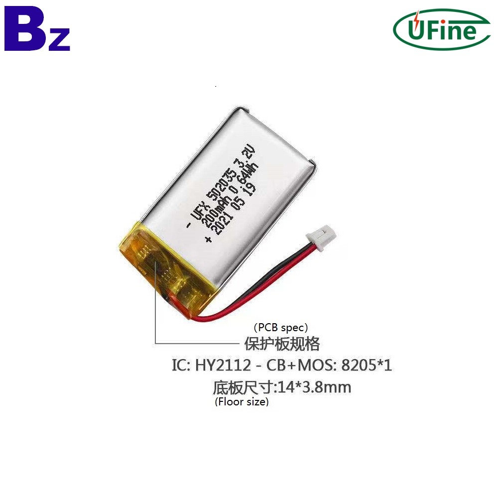 502035 200mAh 3.2V LiFePO4 Battery