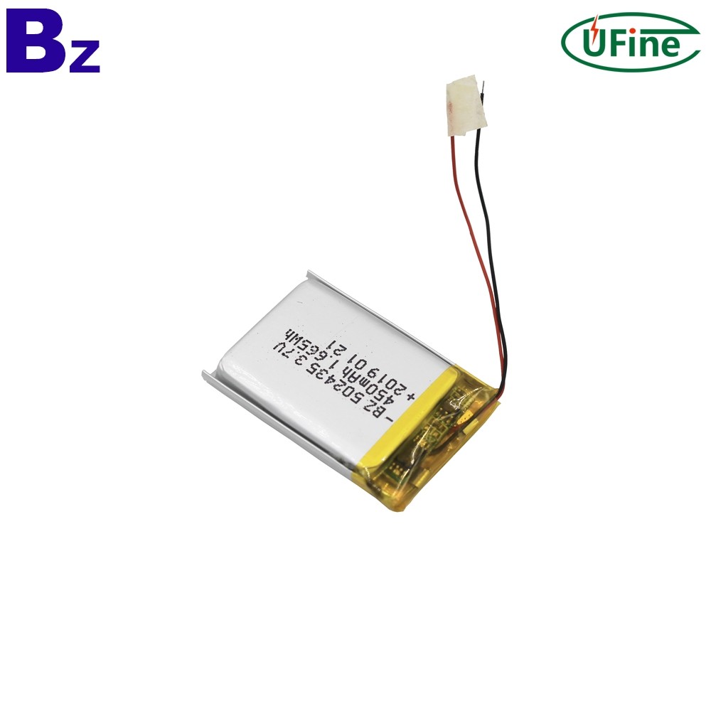 502435 3.7V 450mAh Rechargeable Li-polymer Battery