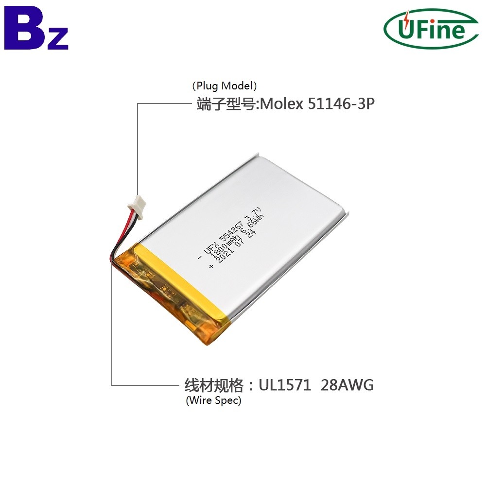 554267 1800mAh 3.7V Li-po Battery