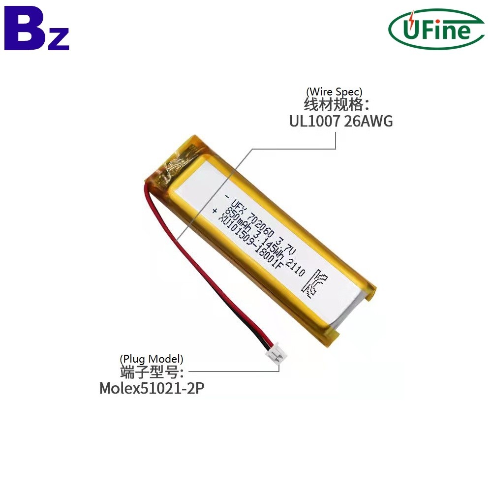 850mAh 3.7V Low Temperature Device Battery