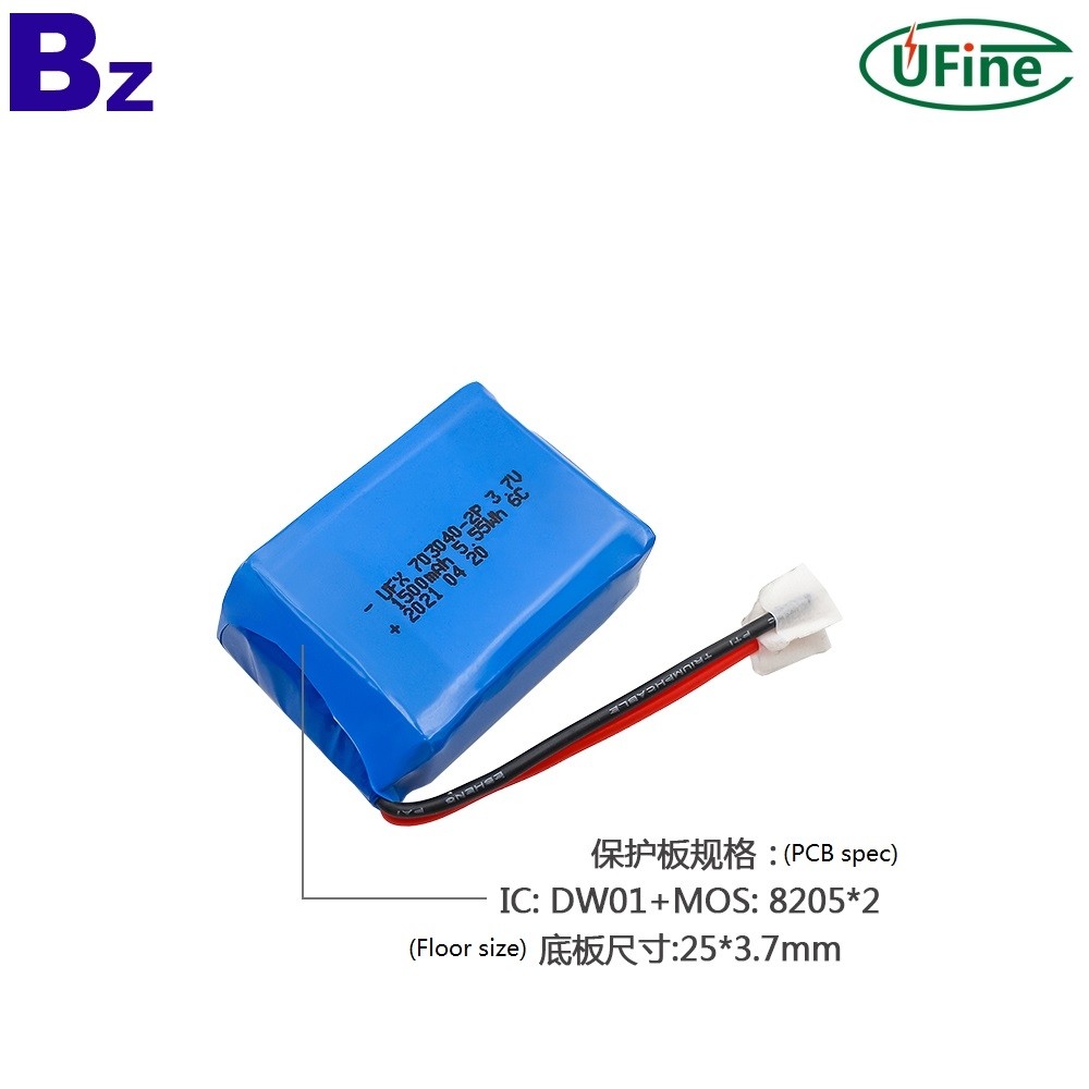 703040-2P 1500mAh 3.7V Li-ion Polymer Battery