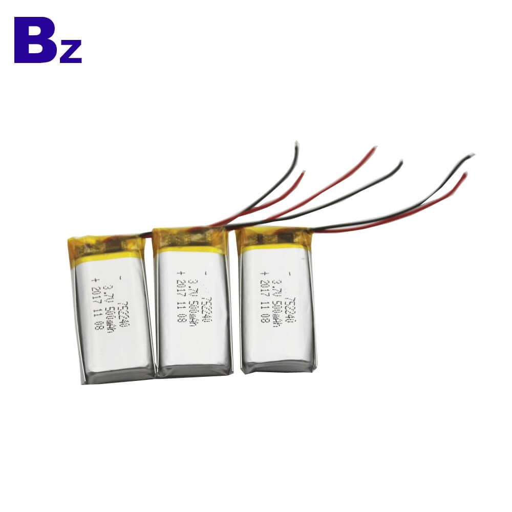 Customized Hot Selling Lithium Battery for Smart Thermometer BZ 752240  500mAh 3.7V Rechargeable Lipo Battery