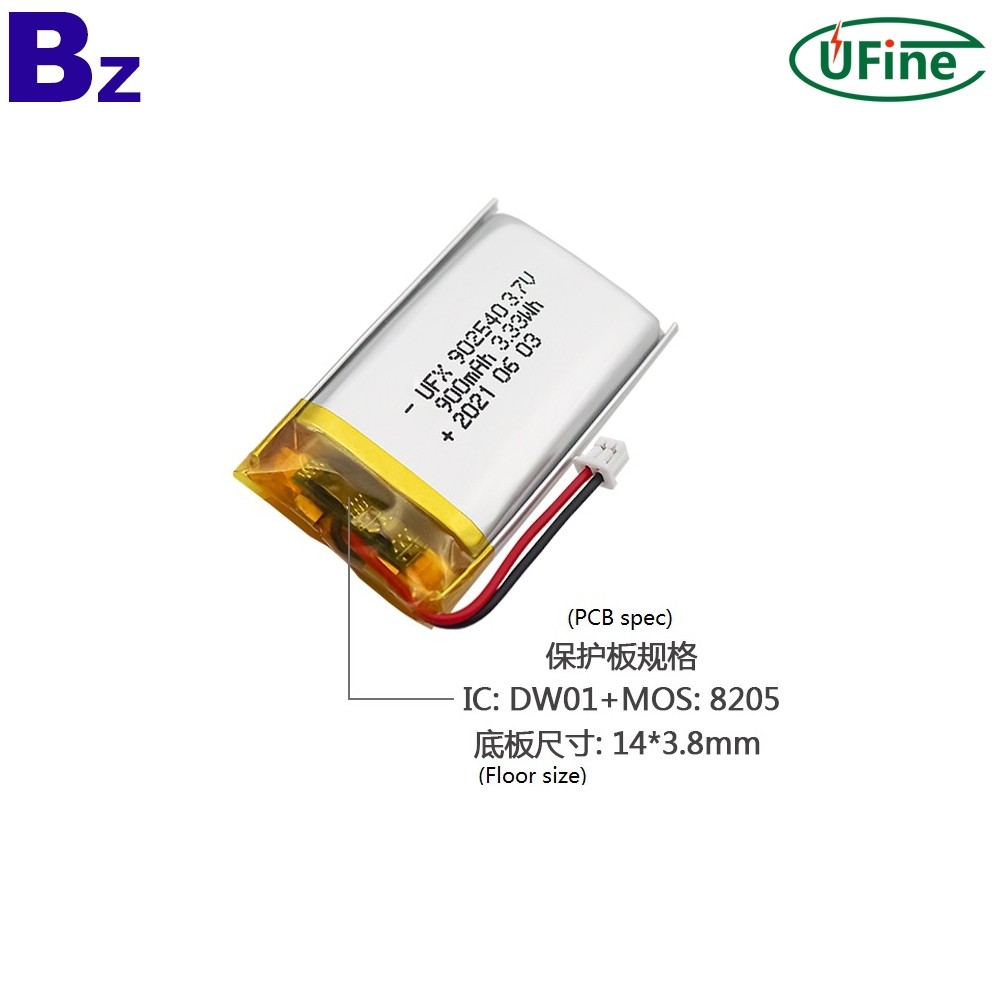 902540 900mAh 3.7V Li-Polymer Battery