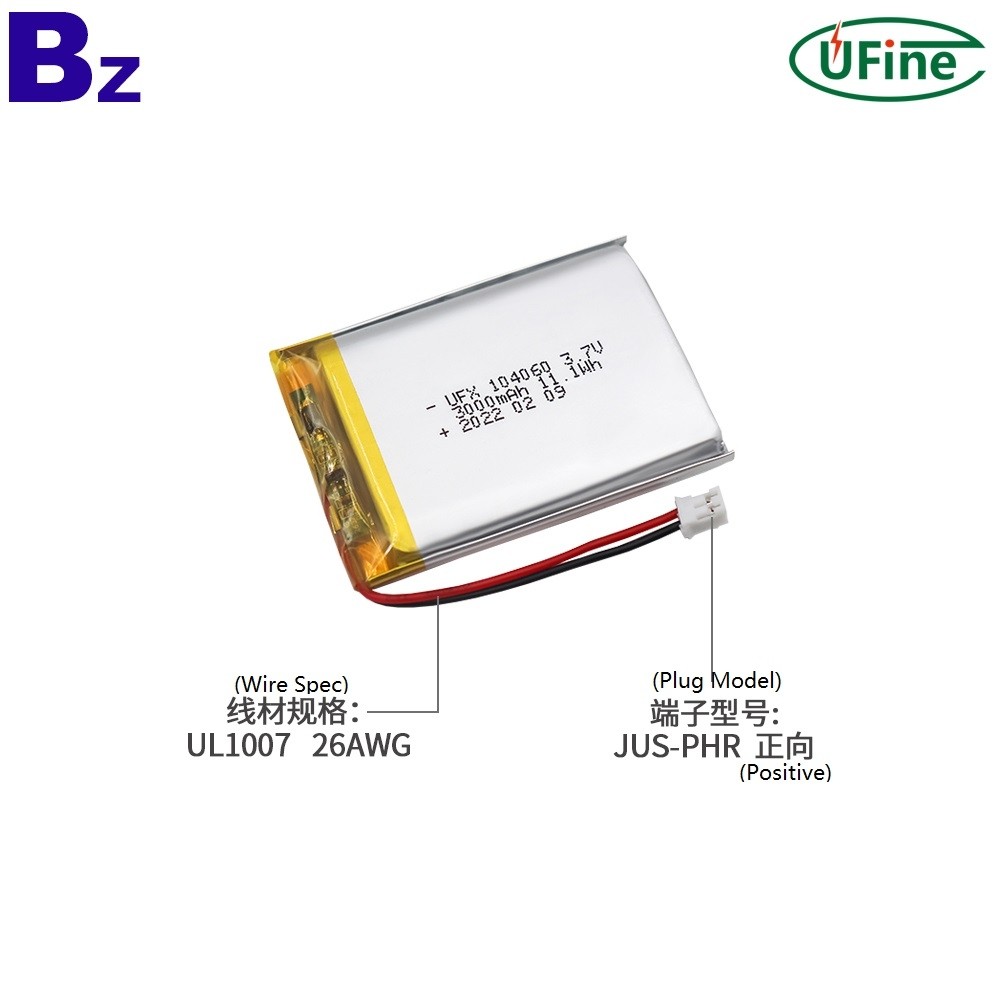 104060 3.7V 3000mAh Li-polymer Battery