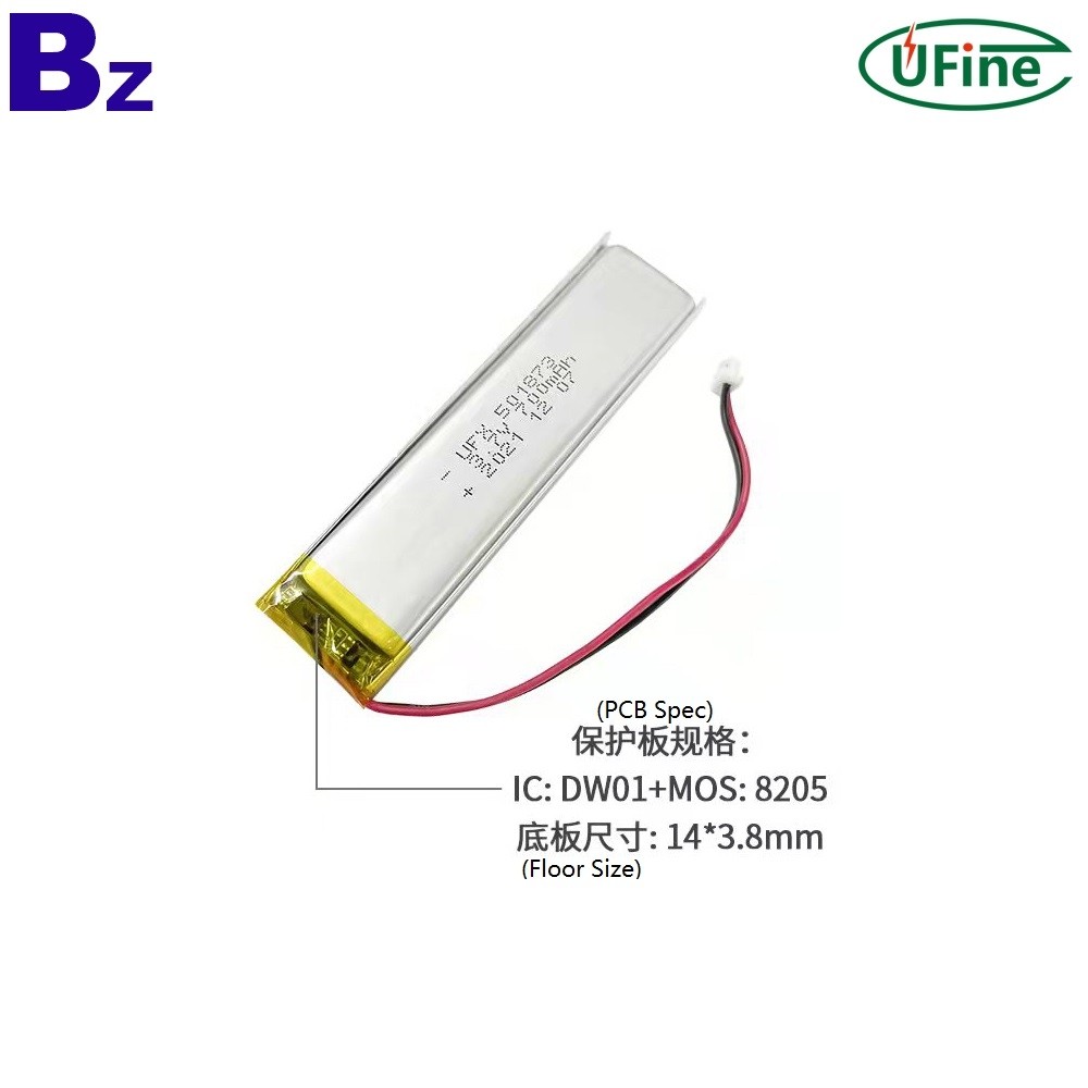 501873 3.7V 700mAh Rechargeable Battery