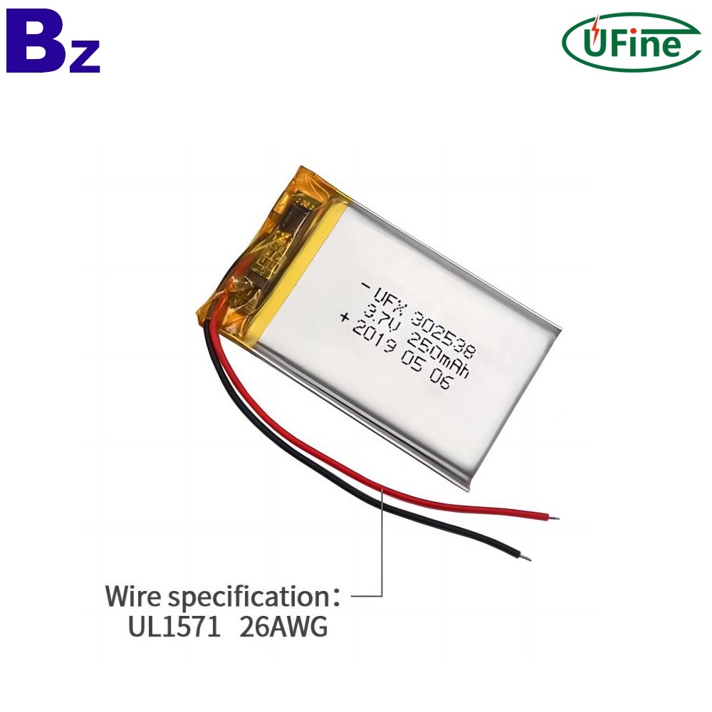 302538 3.7V 250mAh 리튬 이온 배터리 302538 3.7V 250mAh 리튬 이온 배터리