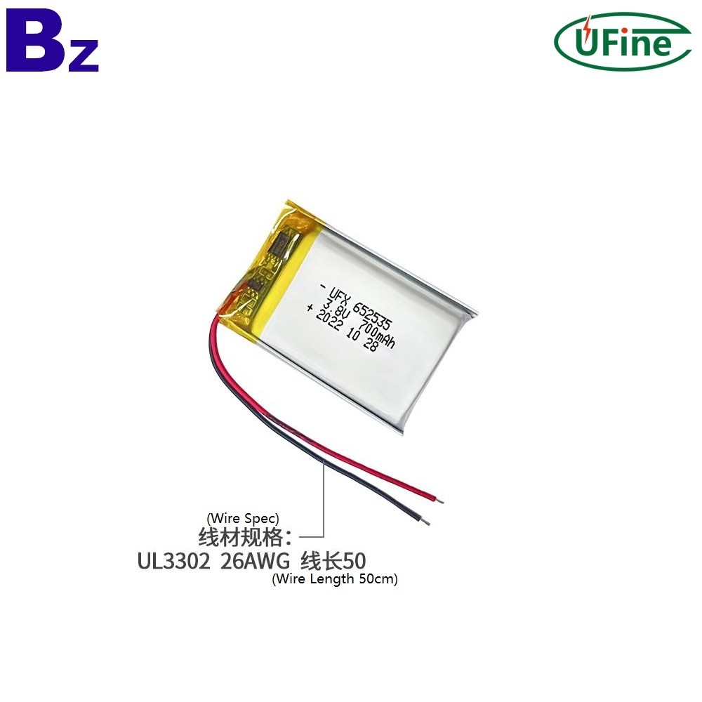 652535 3.8V 700mAh Rechargeable Li-polymer Battery 652535 3.8V 700mAh Rechargeable Li-polymer Battery