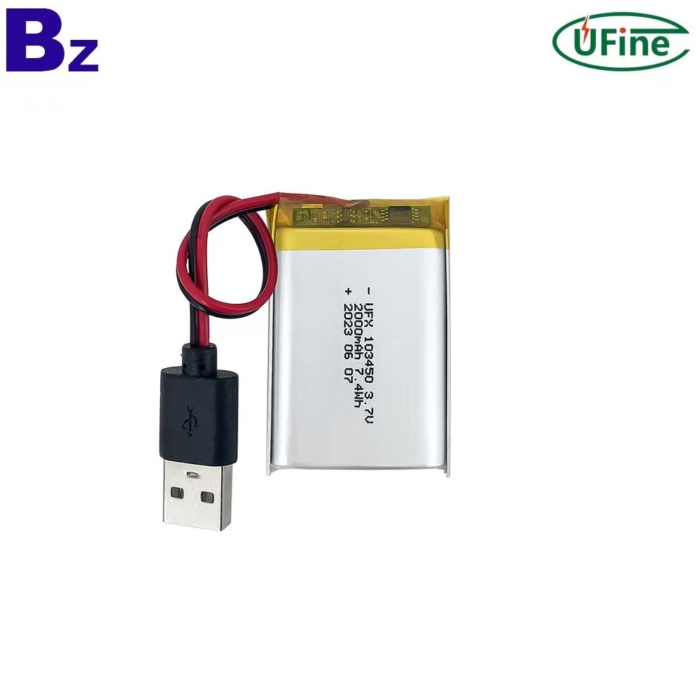 맞춤형 UFX 103450 2000mAh 3.7V 재충전 전지 맞춤형 UFX 103450 2000mAh 3.7V 재충전 전지