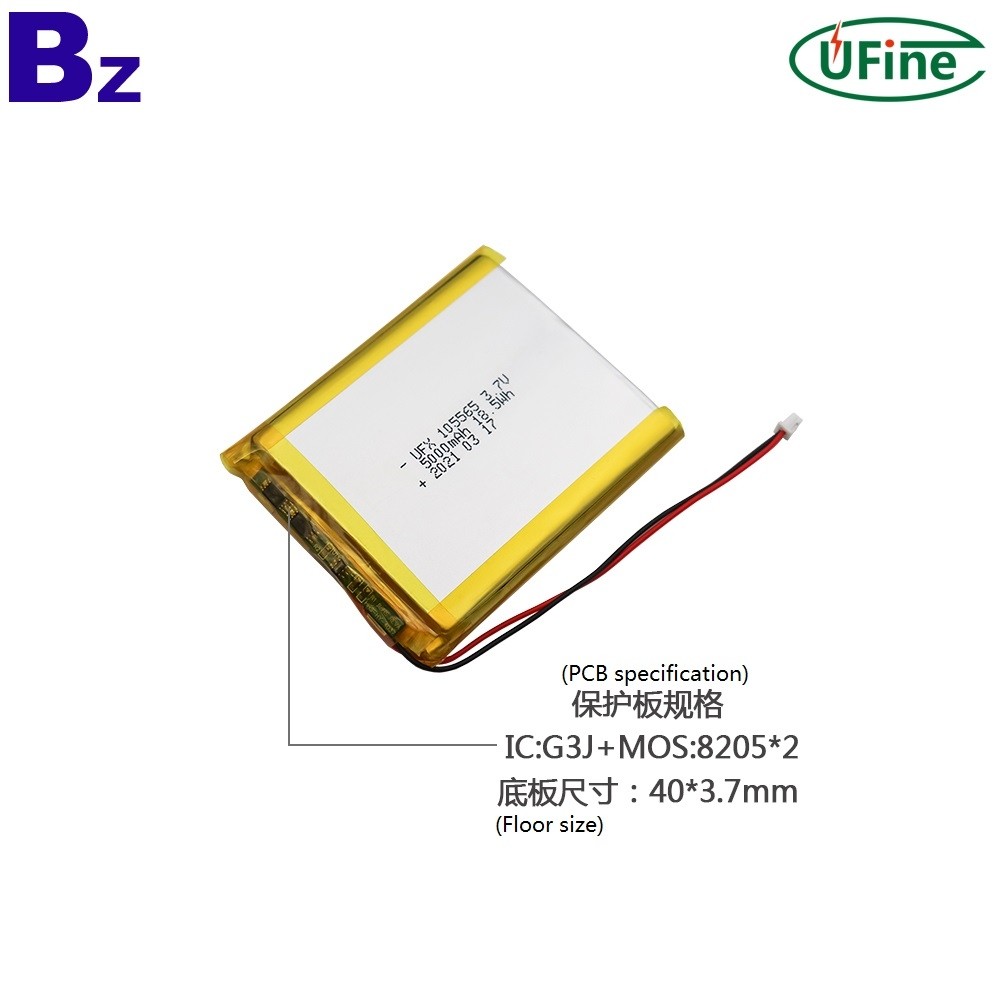 105565 3.7V 5000mAh Lithium Polymer Battery 105565 3.7V 5000mAh Lithium Polymer Battery