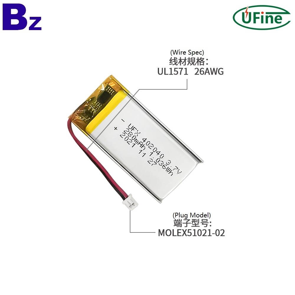 402040 3.7V 280mAh Li-polymer Battery 402040 3.7V 280mAh Li-polymer Battery