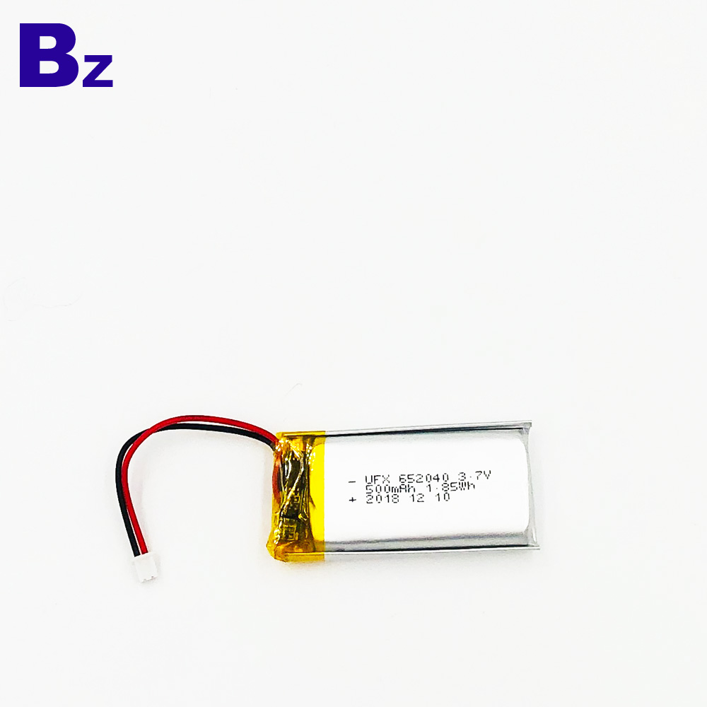 652040 500mAh 3.7V Li-Polymer Battery 652040 500mAh 3.7V Li-Polymer Battery